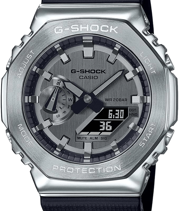 G-Shock Casio Metal Covered Octagonal Black Resin Band Watch GM2100-1A