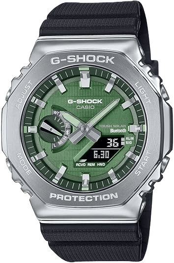 Casio G-Shock G-Steel Solar Connected Green Dial Black Resin Strap Watch - GBM2100A-1A3